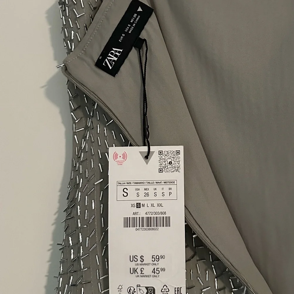 NWT Zara Silver Sequin Dress - Picture 2 of 4